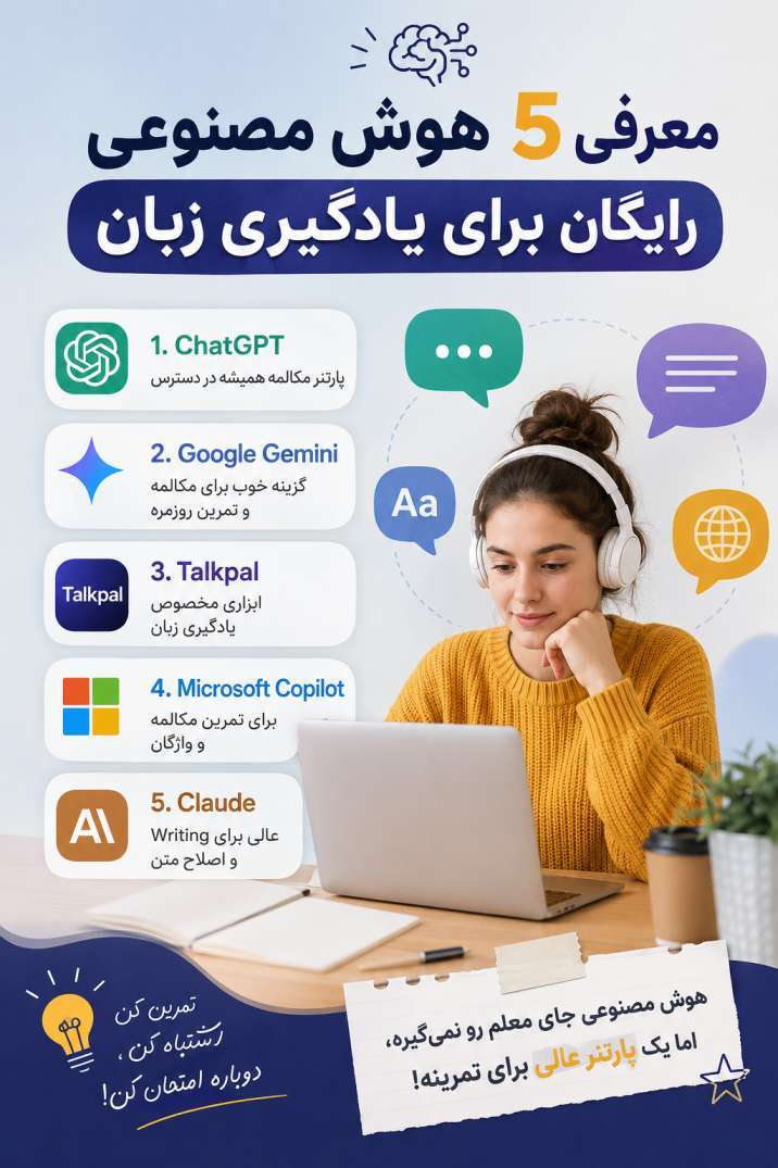 معرفی ۵ هوش مصنوعی رایگان برای یادگیری زبان